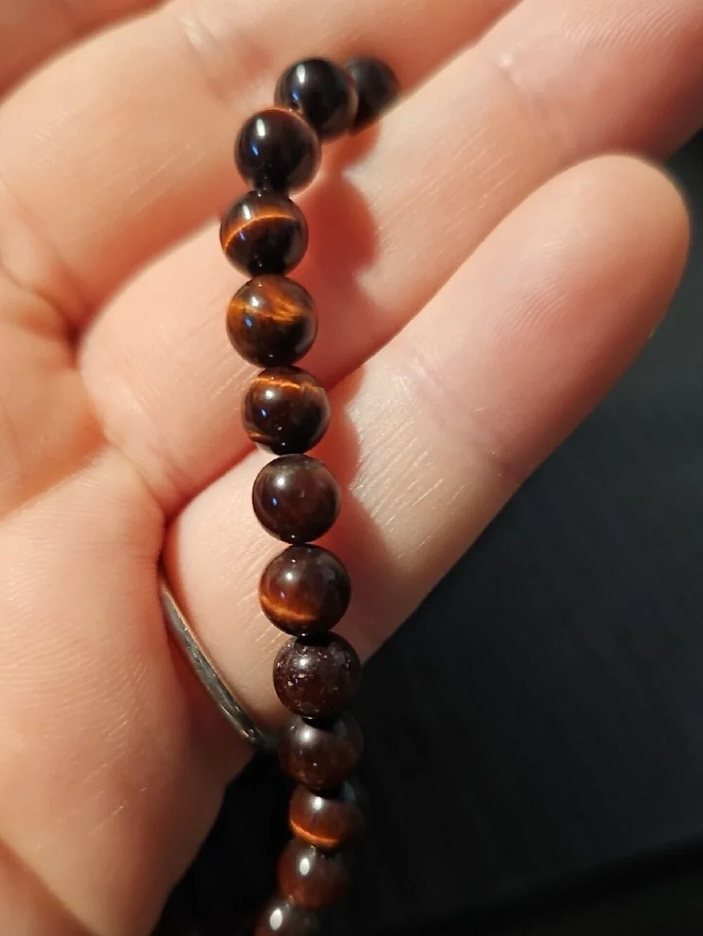 Vintage 1973 Red Tiger Eye (Ox Eye) 6 mm Gemstone Bead Strand